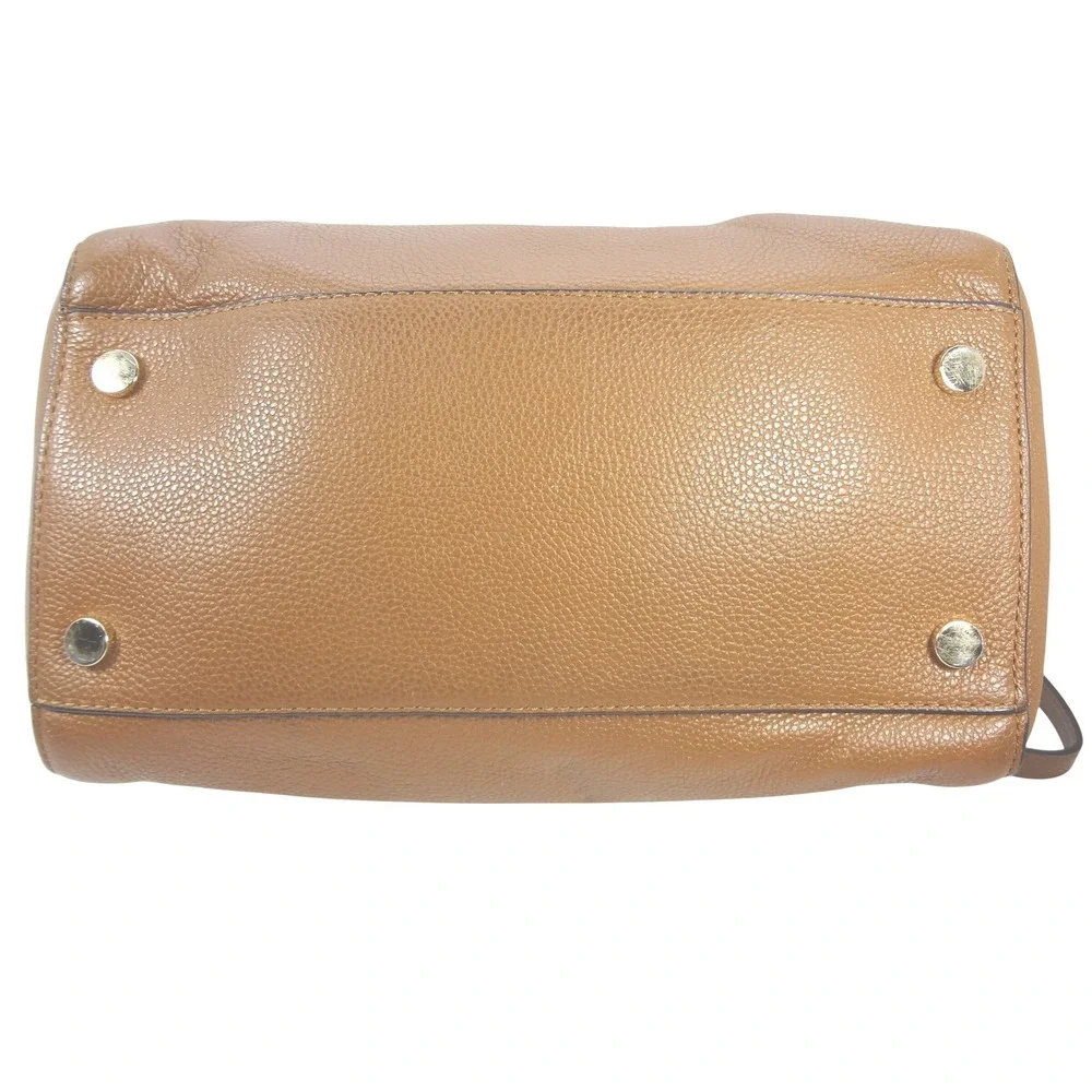 Michael Kors Mercer Medium Duffel Satchel Shoulder Bag Pebbled Leather Camel - Picture 6 of 8